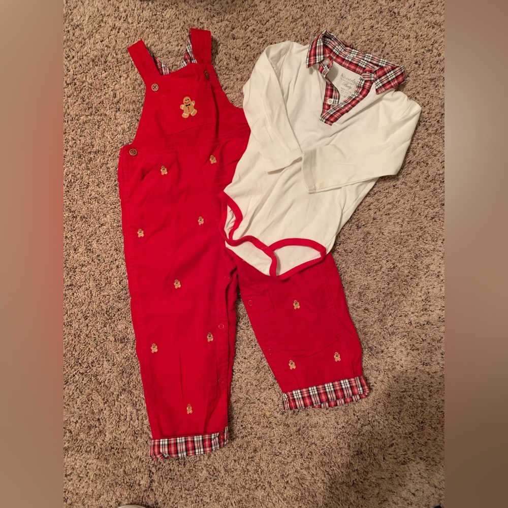 Red gingerbread Christmas coverall set